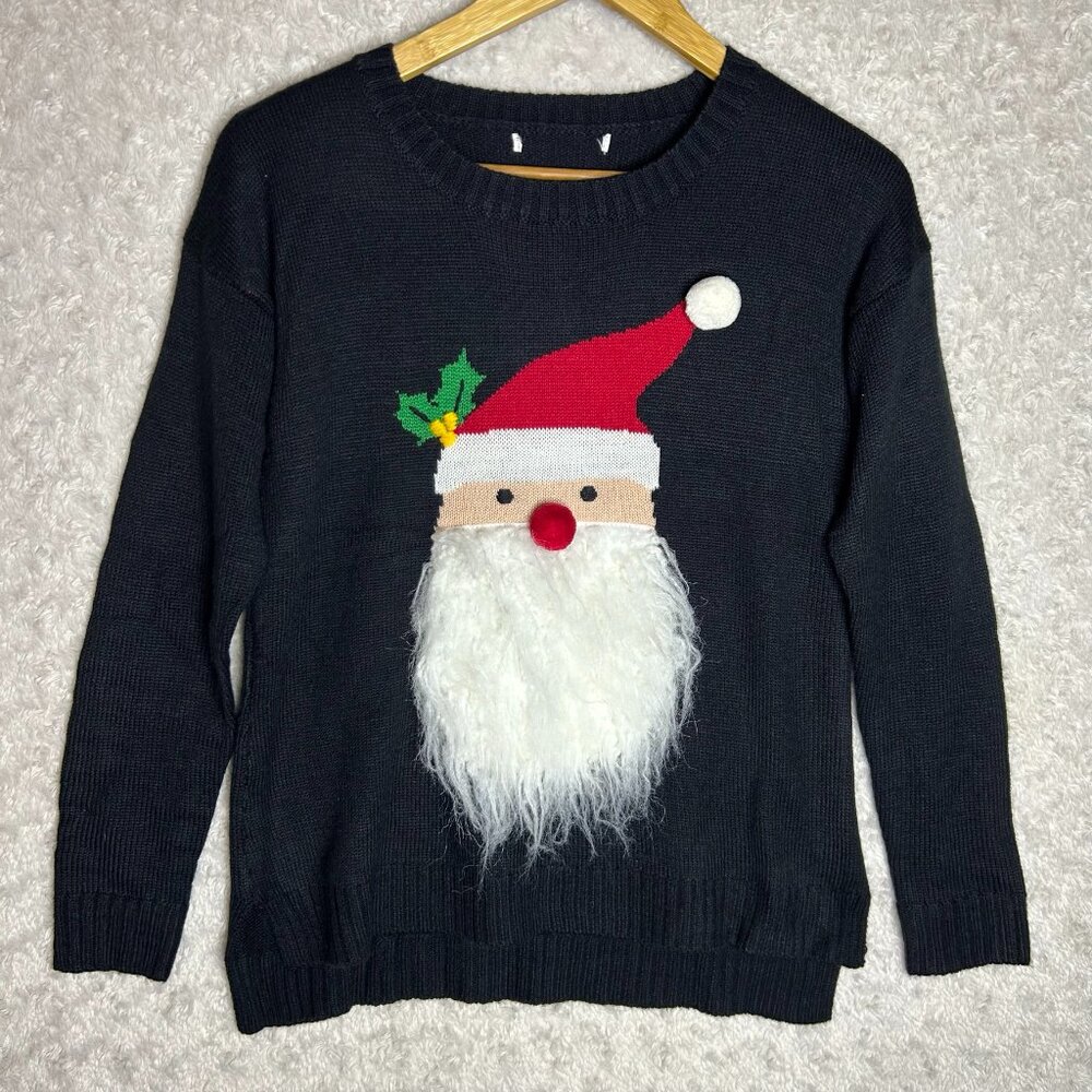 Santa Clause Textured "Ugly" Cute Christmas Knit Sweater Unisex/Women's Size Med